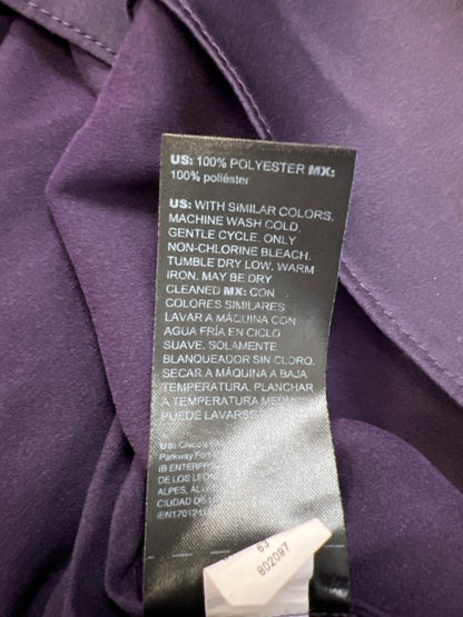 White House Black Market Women's Purple Satin V Neck Long Sleeve Blouse - M image 4
