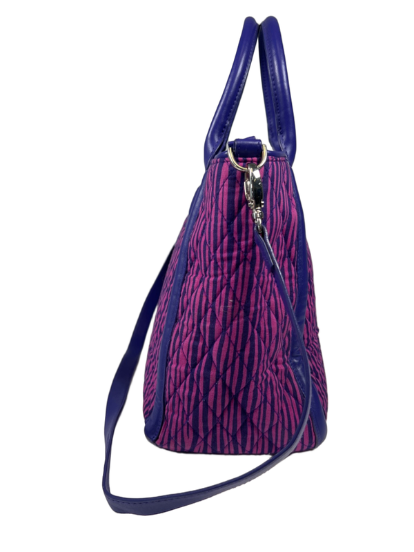 Vera Bradley Women's Purple Impressionista Stripe Trimmed Trapeze Satchel Purse image 2