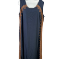 J.Jill Women's Navy Blue Embroidered Sleeveless Maxi Shift Dress - Plus 1X