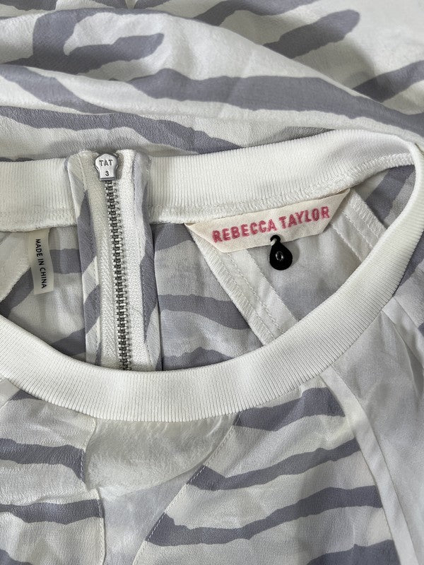 Rebecca Taylor Women’s White Long Sleeve Silk Top Shirt - 0 image 3