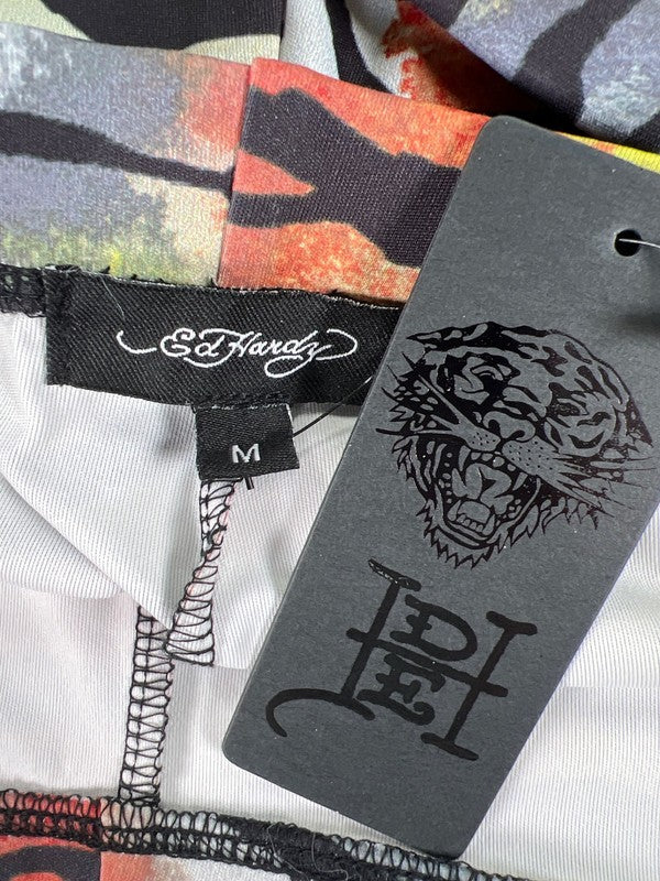 Ed Hardy Women's Multicolor Tiger Print Pull On Ankle Leggings - M image 3