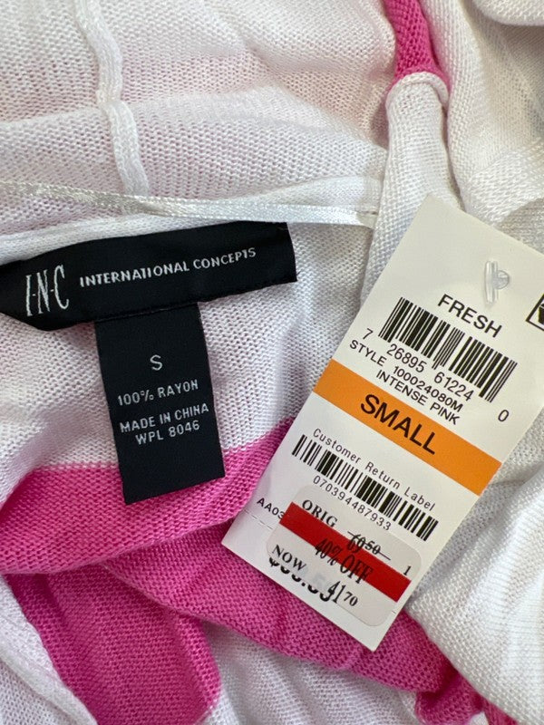 INC International Concepts Women's Pink/White Thin Knit Cardigan Shirt - S image 3