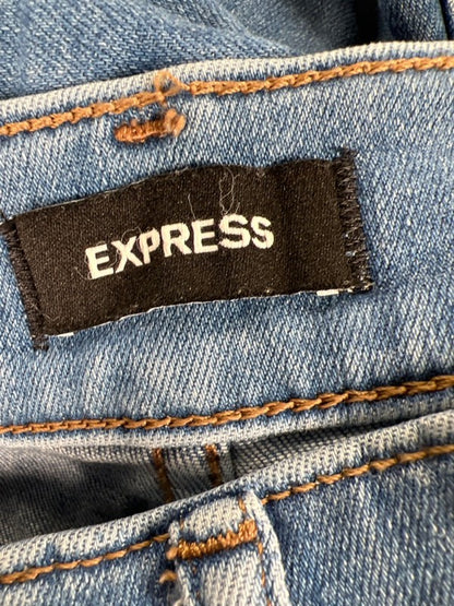 Express Women's Medium Wash Super High Rise Distressed Slim Denim Jeans - 00 image 3
