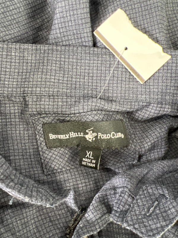 NEW Beverly Hills Men’s Blue Plaid Modern Fit Long Sleeve Button Up Shirt - XL image 3
