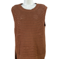 Varley Women's Brown Open Knit Sleeveless Sweater Vest - M