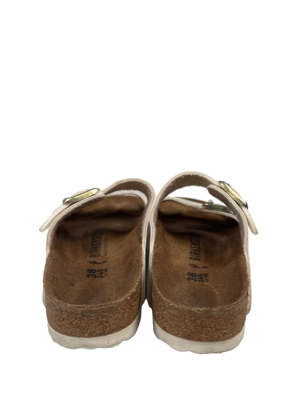 Birkenstock Women's White Arizona Birko-Flor Patent Sandals - 38/US 7-7.5 Narrow image 4
