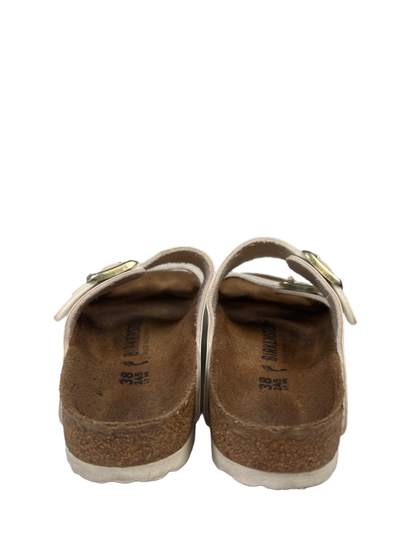 Birkenstock Women's White Arizona Birko-Flor Patent Sandals - 38/US 7-7.5 Narrow image 4