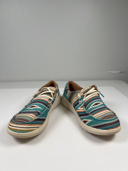 Ariat Women's Blue/Brown Striped Hilo Serape Print Slip On Shoes - 10 image 6