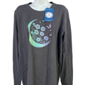 Life is Good Women's Gray Crusher Moon and Floral Long Sleeve Shirt - XL