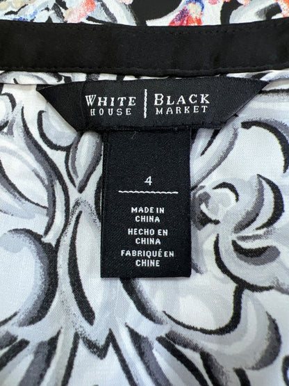 White House Black Market Women's Black/White Sleeveless V-Neck Hi-Low Blouse - 4 image 3