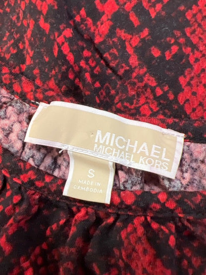 Michael Kors Women's Red/Black Snakeskin Print Flare Sleeve Blouse - S image 3