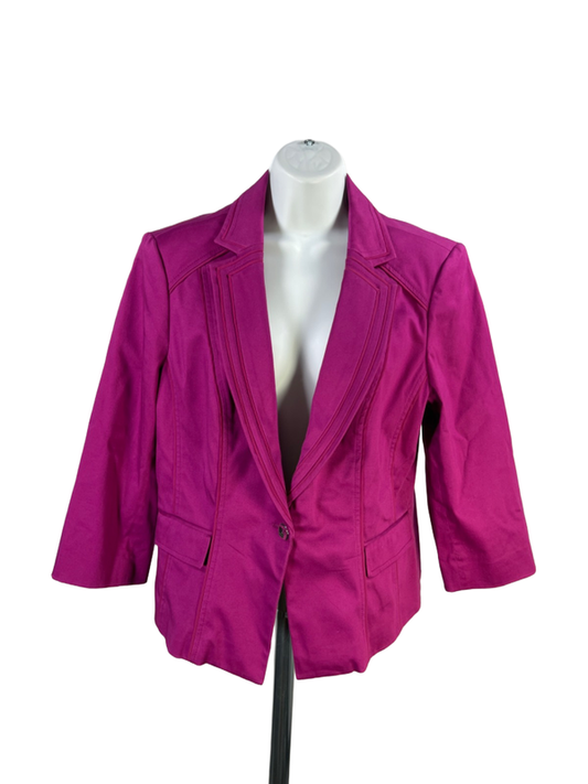 White House Black Market Women's Purple One-Button Elbow Sleeve Blazer - 14