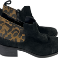 Clarks Women’s Black Suede Animal Print Block Heel Ankle Booties - 6