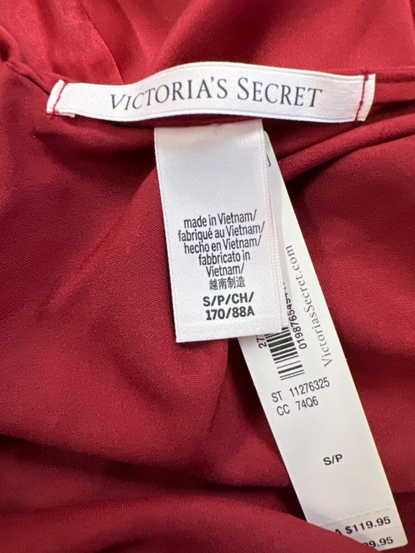 Victoria's Secret Women's Red Satin Crystal Bow Back Mini Slip Dress - S image 3