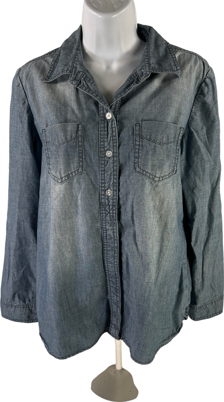 Chico’s Women’s Light Blue Chambray Button Up Top - 0/US S