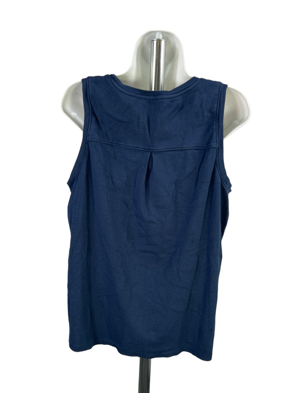 J Jill Women's Navy Blue Sleeveless Pleated Back Tank Top - L image 2