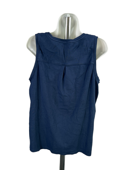 J Jill Women's Navy Blue Sleeveless Pleated Back Tank Top - L image 2
