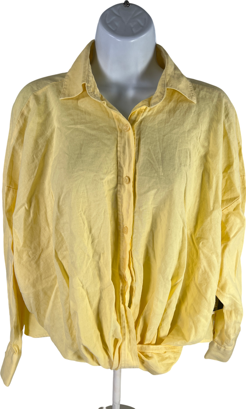 NEW YFB Women’s Yellow Long Sleeve Button Up Twisted Button Blouse - XS