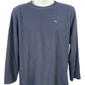 Tommy Bahama Men's Blue Waffle Knit Long Sleeve Lounge Shirt - M