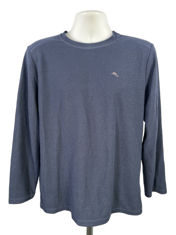 Tommy Bahama Men's Blue Waffle Knit Long Sleeve Lounge Shirt - M
