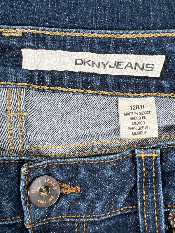 DKNY Women's Dark Wash Cotton Blend Slight Bootcut Jeans - 12 Regular image 3