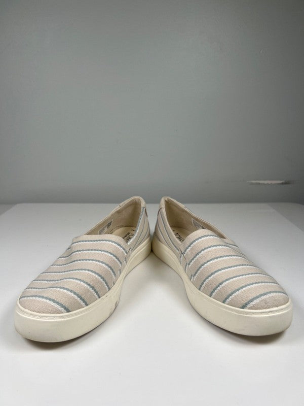 Toms Women's Ivory/Blue Striped Kameron Slip On Sneakers - 8.5 image 6