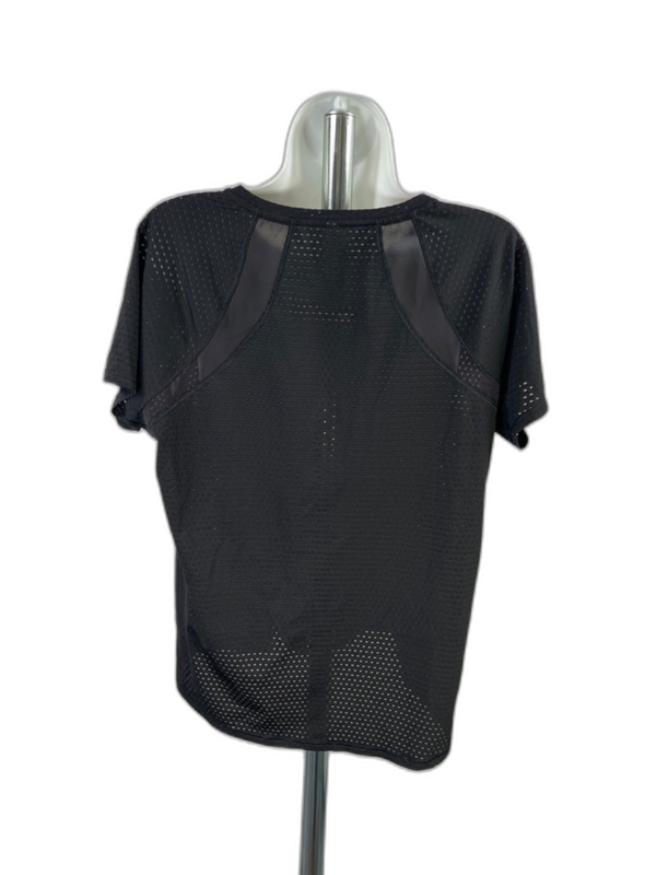 Athleta Women's Black Chi Dot Mesh Train Athletic Short Sleeve Shirt - M image 2