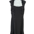 White House Black Market Women's Black Polka Dot Square Neck Midi Dress - 8