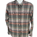Patagonia Men's Green/Orange Plaid Organic Cotton Button Up Shirt - XL