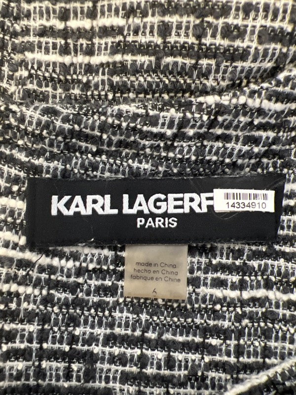 Karl Lagerfield Women's Black/White Tweed Daisy Embroidered Sleeveless Dress - 6 image 3