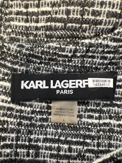 Karl Lagerfield Women's Black/White Tweed Daisy Embroidered Sleeveless Dress - 6 image 3