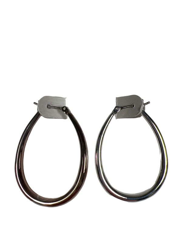 Lauren Ralph Lauren Women's Silver Tone Oval Hoop Earrings