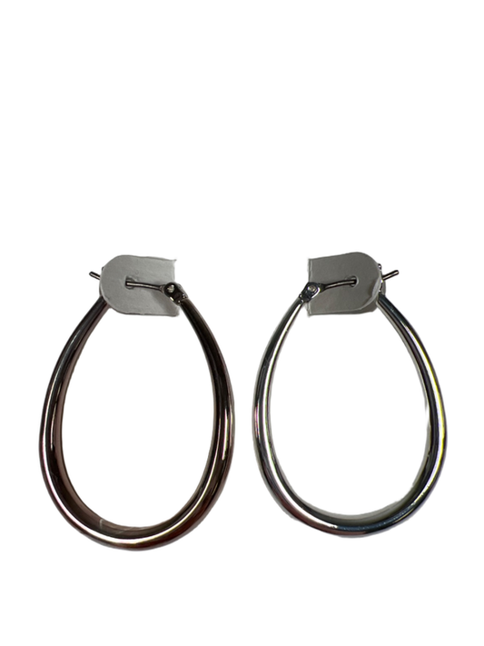 Lauren Ralph Lauren Women's Silver Tone Oval Hoop Earrings