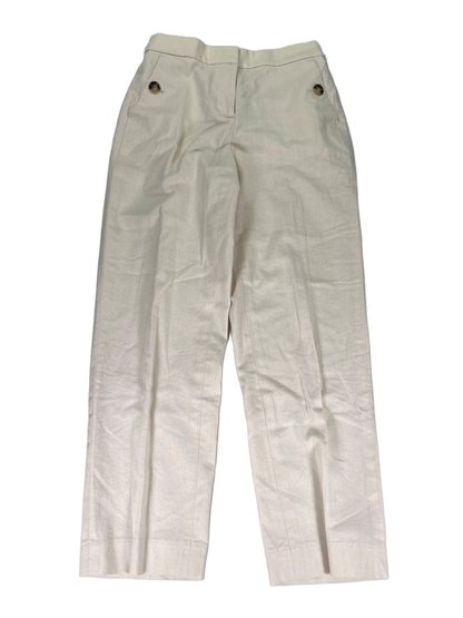 J Crew Women's Beige/Ivory Linen Blend Elastic Sailor Straight Leg Pants - 0