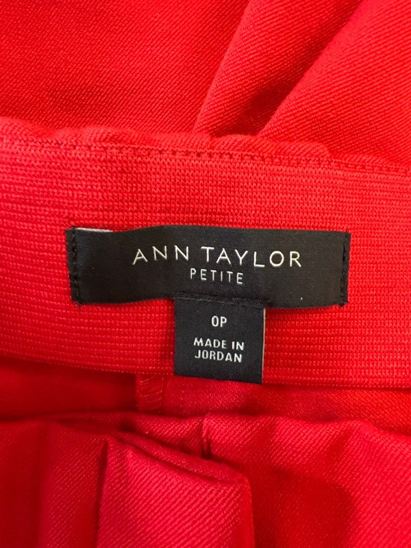 Ann Taylor Women's Red Zip Ankle Slim Leg Dress Pants - 0 Petite image 3