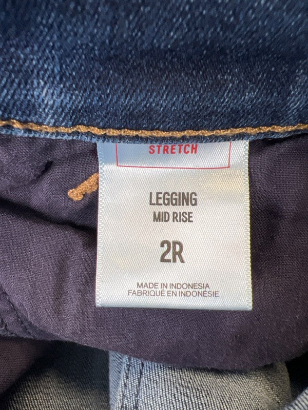 Express Women's Dark Wash Stretch Mid Rise Jegging Pants - 2 image 4