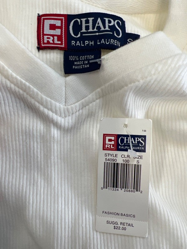 Chaps Ralph Lauren Men's White Ribbed Short Sleeve V-Neck T-Shirt - S image 3