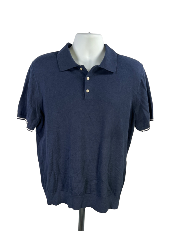 J.Crew Men's Blue Short Sleeve Cotton Polo Shirt - L