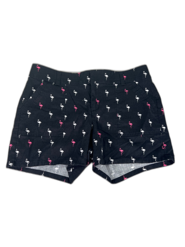 Banana Republic Women's Black Flamingo Print Cotton Shorts - 10