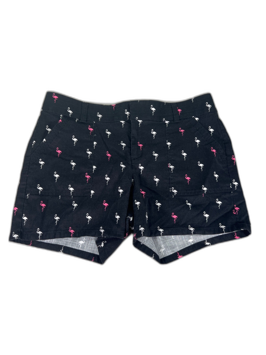 Banana Republic Women's Black Flamingo Print Cotton Shorts - 10