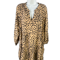Vineyard Vines Women's Black/Tan Cheetah Print Long Sleeve Mini Dress - L
