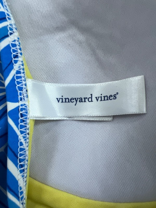 Vineyard Vines Women’s Blue Abstract Leaf Open Back One Piece Swimsuit - M image 3