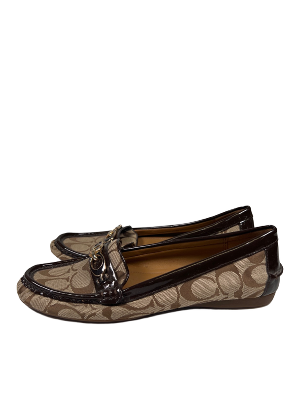 Coach Women's Brown Fortunata Patent Leather Logo Slip On Loafers - 38.5/US 8.5 image 5