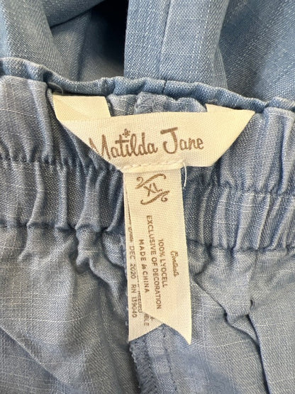 Matilda Jane Women's Blue Chambray Stretch Waist Wide Leg Pants - XL image 3