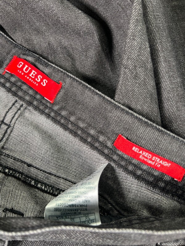 Guess Men's Black Relaxed Straight Rowland Fit Denim Jeans - 32x32 image 3
