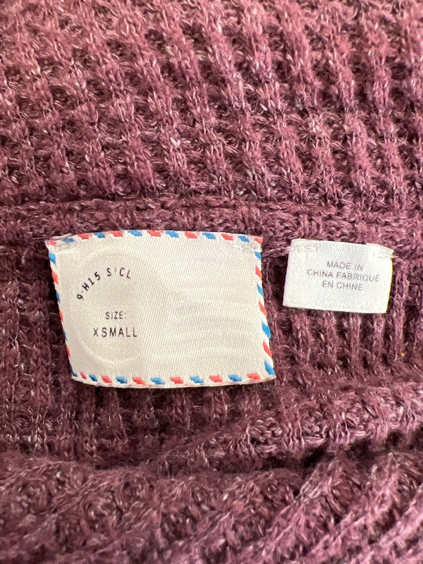 Anthropologie 9-H15 Women’s Purple Waffle Knit Cowl Neck Sweater - XS image 3
