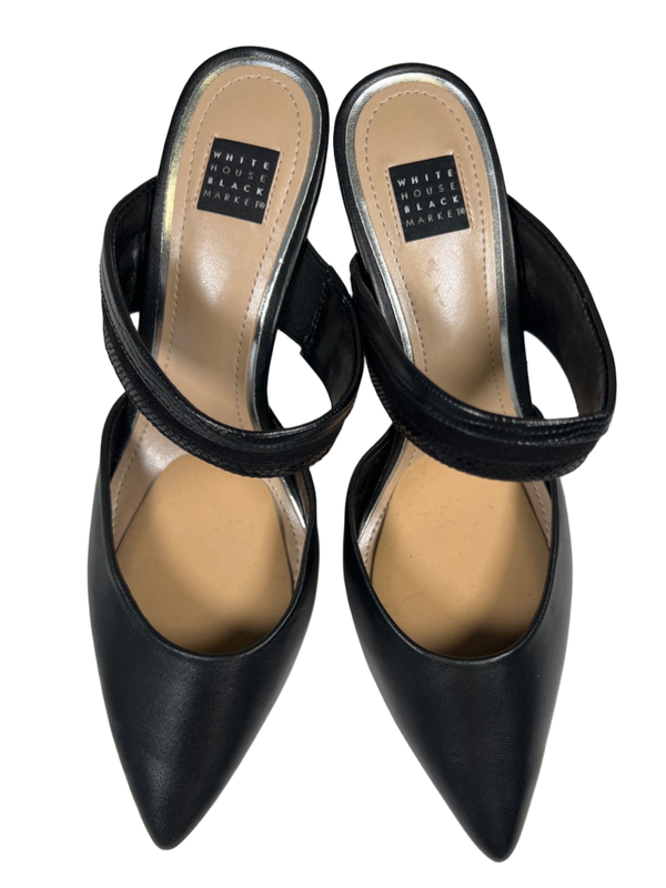 White House Black Market Women's Black Lisa Pointed Toe Mule Heels - 7.5 image 3