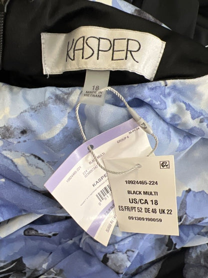 Kasper Women's Black/Blue Floral 1/2 Sleeve Tie Waist Sheath Midi Dress - 18 image 3