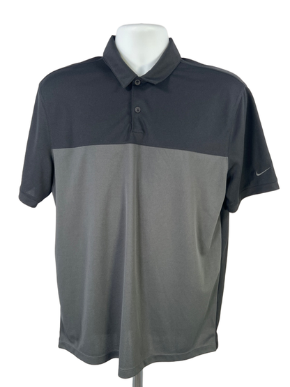 Nike Men's Black/Gray Dri-Fit Short Sleeve Golf Polo Shirt - M