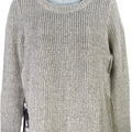 Sanctuary Women’s Ivory/Gray Lined Plaid Accent Long Sleeve Knit Sweater - S